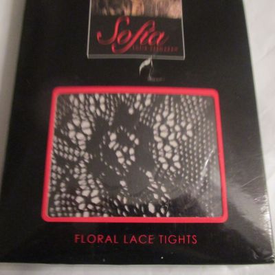 NIB Sofia Vergara Black Floral Lace Tights Small/Medium OR Plus 1/2